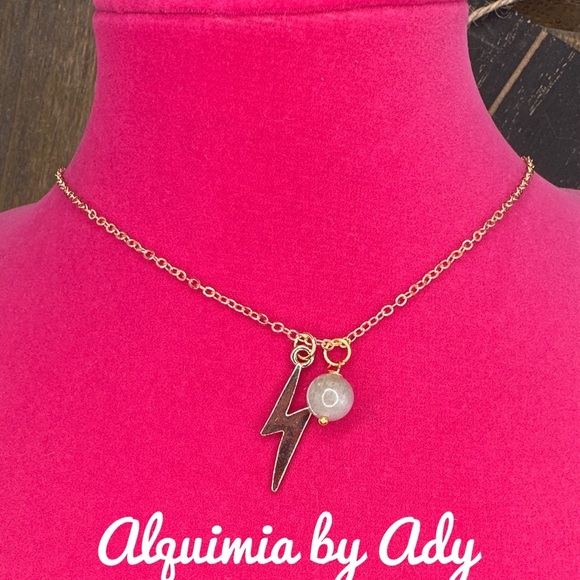 Alquimia Gold Lightning Bolt Necklace labradorite - Picture 1 of 2